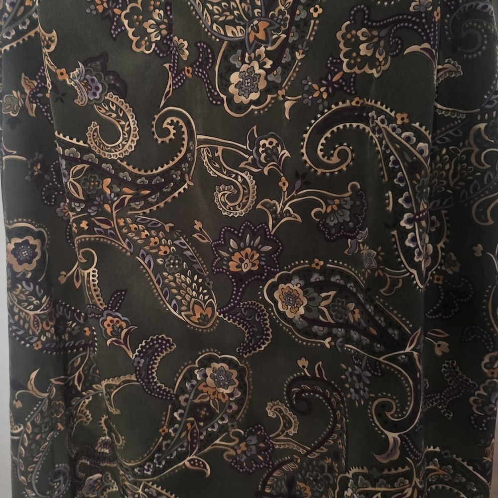 Floral Paisley A-Line Skirt - Green and Purple